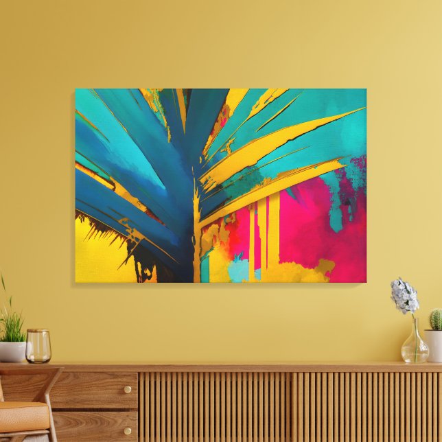 Impressão Em Tela Palma de Ouro – Energia Tropical Abstrata (Insitu(Sala de estar))