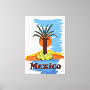 Impressão Em Tela Palmeira mexicana de desenho animado vintage