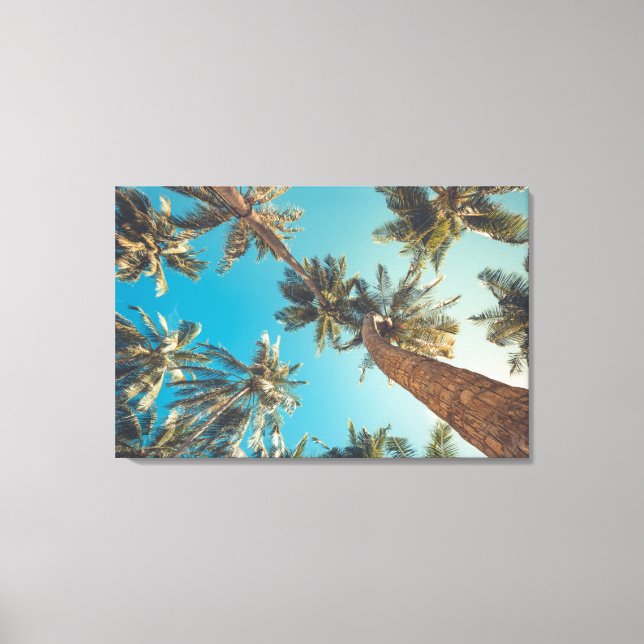 Impressão Em Tela Palmeiras na praia tropical (Frente)