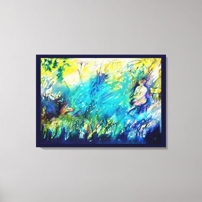 IMPRESSÃO EM TELA PAN BRINCANDO FLUTA E CERVEJA EM TERRA VERDE (Frente)