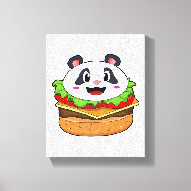 Impressão Em Tela Panda com o Burger (Frente)