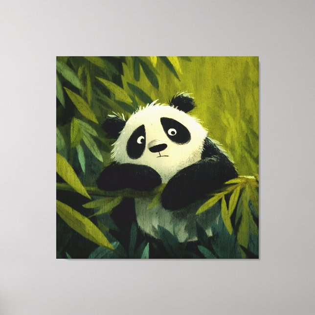 Impressão Em Tela Panda Curioso Espia o Bambu (Frente)