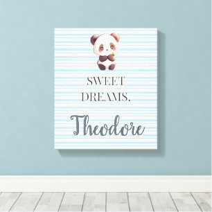 Impressão Em Tela Panda Fofo Personalizado Sonhos Doces