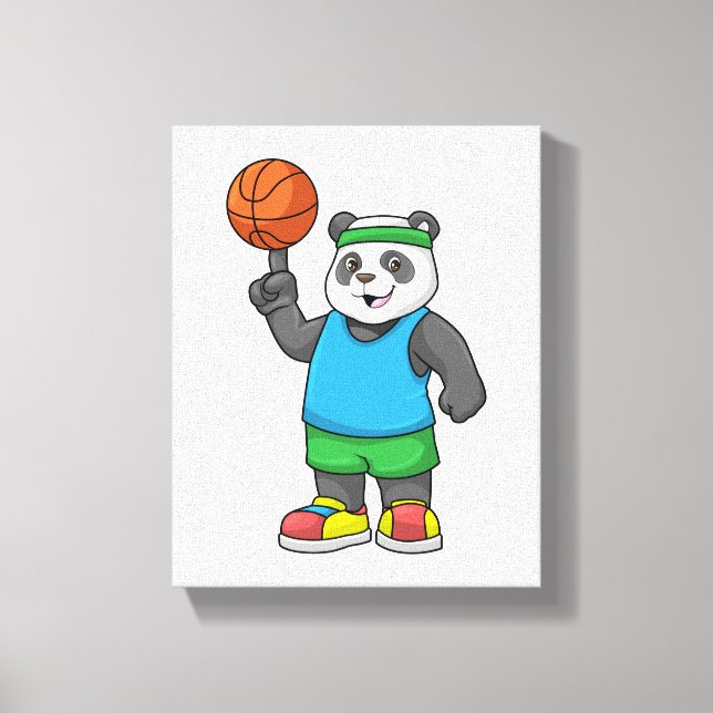 Impressão Em Tela Panda no Esporte com Basquete (Frente)