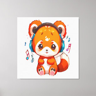 Impressão Em Tela Panda ouvindo música Kpop