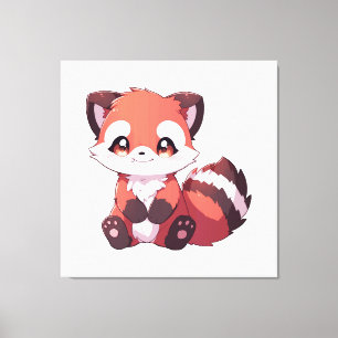 Impressão Em Tela panda vermelho fofo