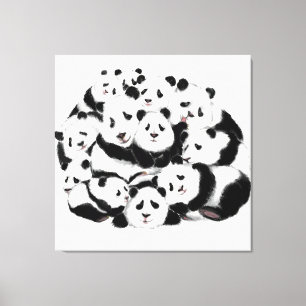 Impressão Em Tela Pandas - Pandemia - Grandes Abraços - Coleções 
