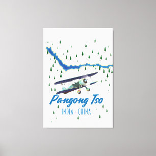 Impressão Em Tela Pangong Tso Índia mapa da China poster.