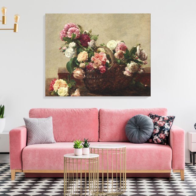 Impressão Em Tela Panier de Rosas - Henri Fantin-Latour (Insitu(Sala de estar))