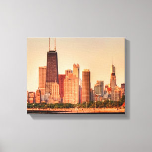 Impressão Em Tela Panorama da skyline de Chicago no nascer do sol