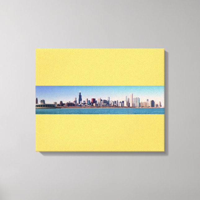 Impressão Em Tela Panorama do horizonte de Chicago (Frente)