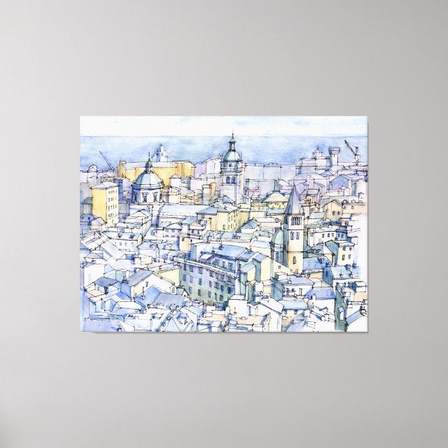 Impressão Em Tela Panoramica di Genova (Frente)