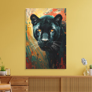 Impressão Em Tela Pantera Negra Artística – Pintura a Óleo Vibrante