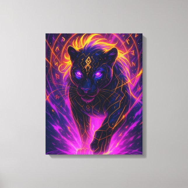Impressão Em Tela Panther Ascension Wall Art – Fiery Neon Spiritual (Frente)