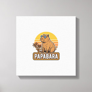 Impressão Em Tela PAPABARA Design de Vetor de Papai Capivara Retro_1