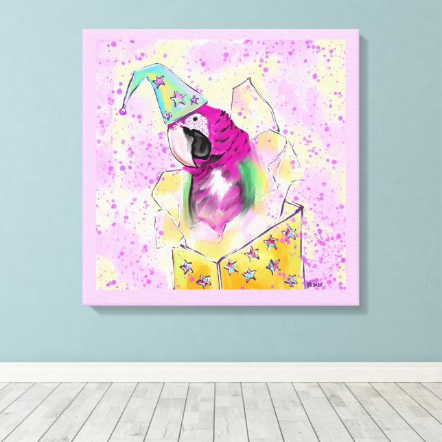 Impressão Em Tela Papagaio (Insitu(piso de madeira))