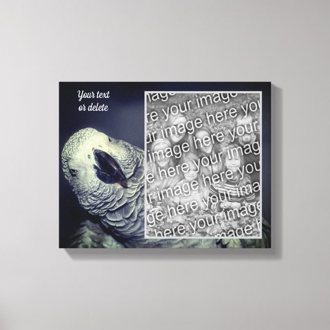 Impressão Em Tela Papagaio-Cinza Africano Cria Sua Foto (Frente)