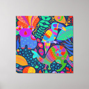 Impressão Em Tela Papagaio-da-selva australiano Kangaroo Koala