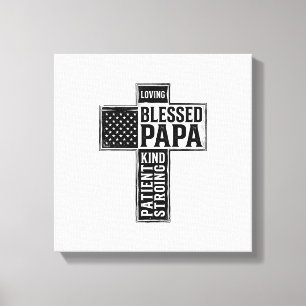 Impressão Em Tela Papai abençoado Cruz Cristã Tipografia Vintage De
