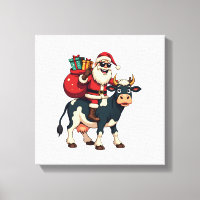 Papai Noel Bigfoot Vintage Montado em Vaca Natal D