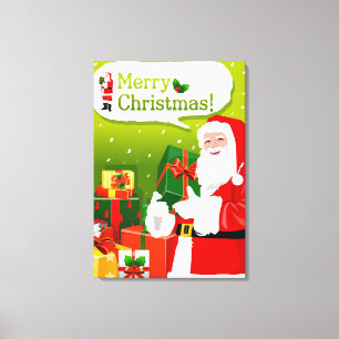 Impressão Em Tela Papai Noel com presentes