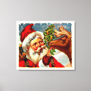 Impressão Em Tela Papai noel com rena