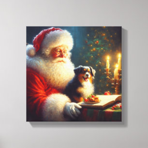 Impressão Em Tela Papai Noel de Natal com Cachorros 5