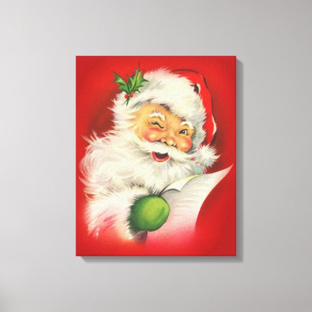 Impressão Em Tela Papai Noel de Natal Vintage (Frente)