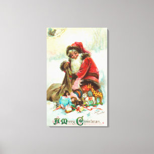 Impressão Em Tela Papai noel do Feliz Natal que embala brinquedos em