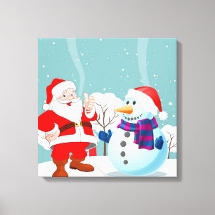 Impressão Em Tela Papai Noel e Neve