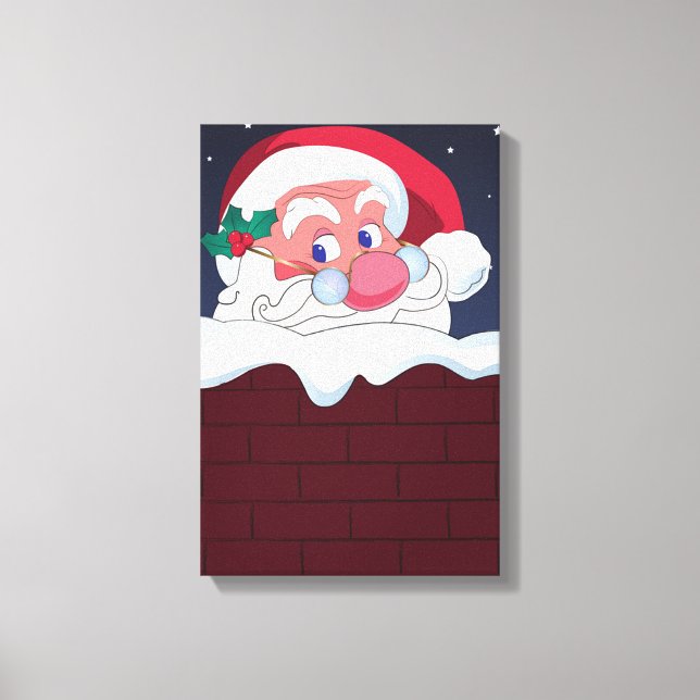 Impressão Em Tela Papai Noel em Chaminé (Frente)