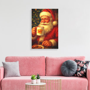 Impressão Em Tela Papai Noel Natal em Tela Esticada Vintage