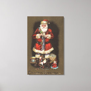 Impressão Em Tela Papai noel que enche a meia com Nutcracker
