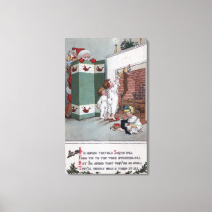 Impressão Em Tela Papai noel que olha da tela de trás