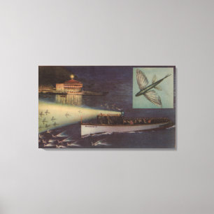 Impressão Em Tela Papais noeis Catalina Island, CA Casino, Peixes Vo