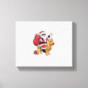 Impressão Em Tela Papais noeis De Iluminação Xmas Que Andam Por Cão 