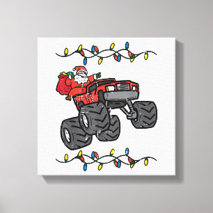 Impressão Em Tela Papais noeis de Natal Monster Truck Boys Toddler Y