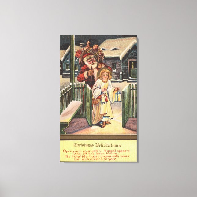 Impressão Em Tela Papais noeis e Anjo com Lanterna (Frente)