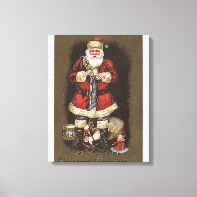 Impressão Em Tela Papais noeis empilhando com o Nutcracker (Frente)
