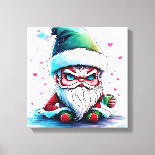 Impressão Em Tela Papais noeis raivosos com uma taça de café