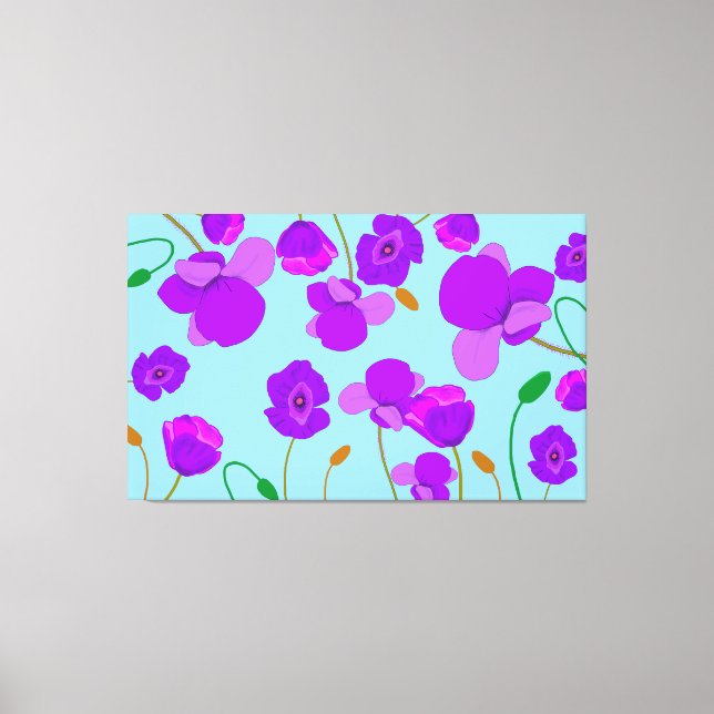 Impressão Em Tela Papaver Poppy Lilac sobre fundo azul pálido (Frente)