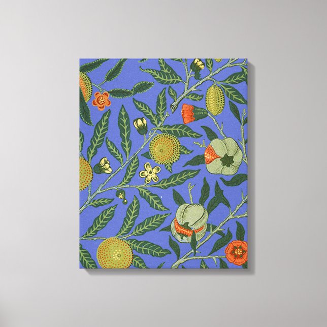 Impressão Em Tela Papel de Parede Colorido Romã Azul William Morris (Frente)