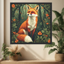 Papel de parede de raposa da floresta botânica ins