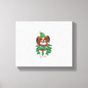 Impressão Em Tela Papillon Cão Camisa De Natal Xmas Puppy Pet Papill