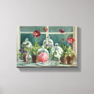 Impressão Em Tela Papoilas roxas em um Windowsill