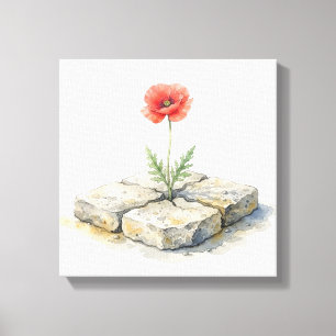 Impressão Em Tela Papoula em Aquarela Onde Quer que a Vida te Plante