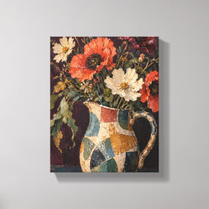 Impressão Em Tela Papoulas Selvagens em um Jarro de Remendo Floral S