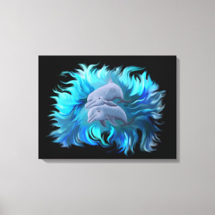 Impressão Em Tela Par de golfinhos