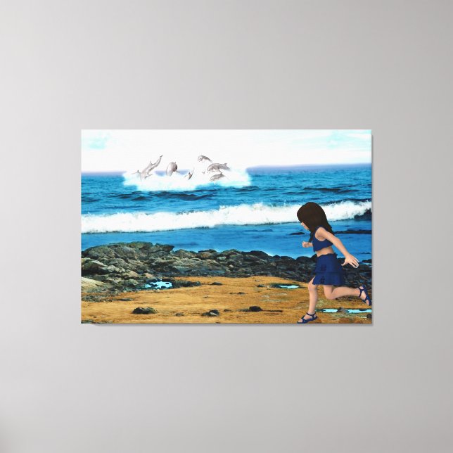 Impressão Em Tela Para ver os golfinhos (Frente)