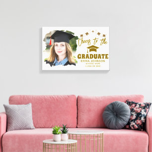 Impressão Em Tela Parabéns ao Graduado Nome da Foto Personalizada Fa